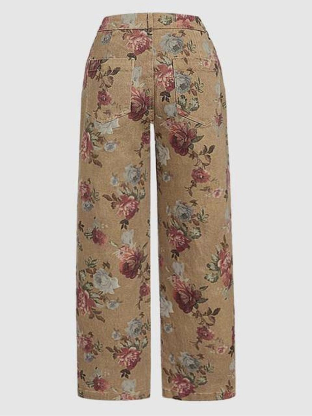 NWT - Flamingals - Floral Print Patch Pocket High Rise Straight Leg Jeans - Picture 7 of 14